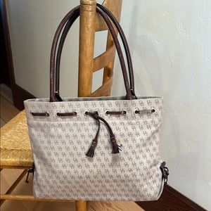 Dooney & Bourke Cream and Brown leather tote bag